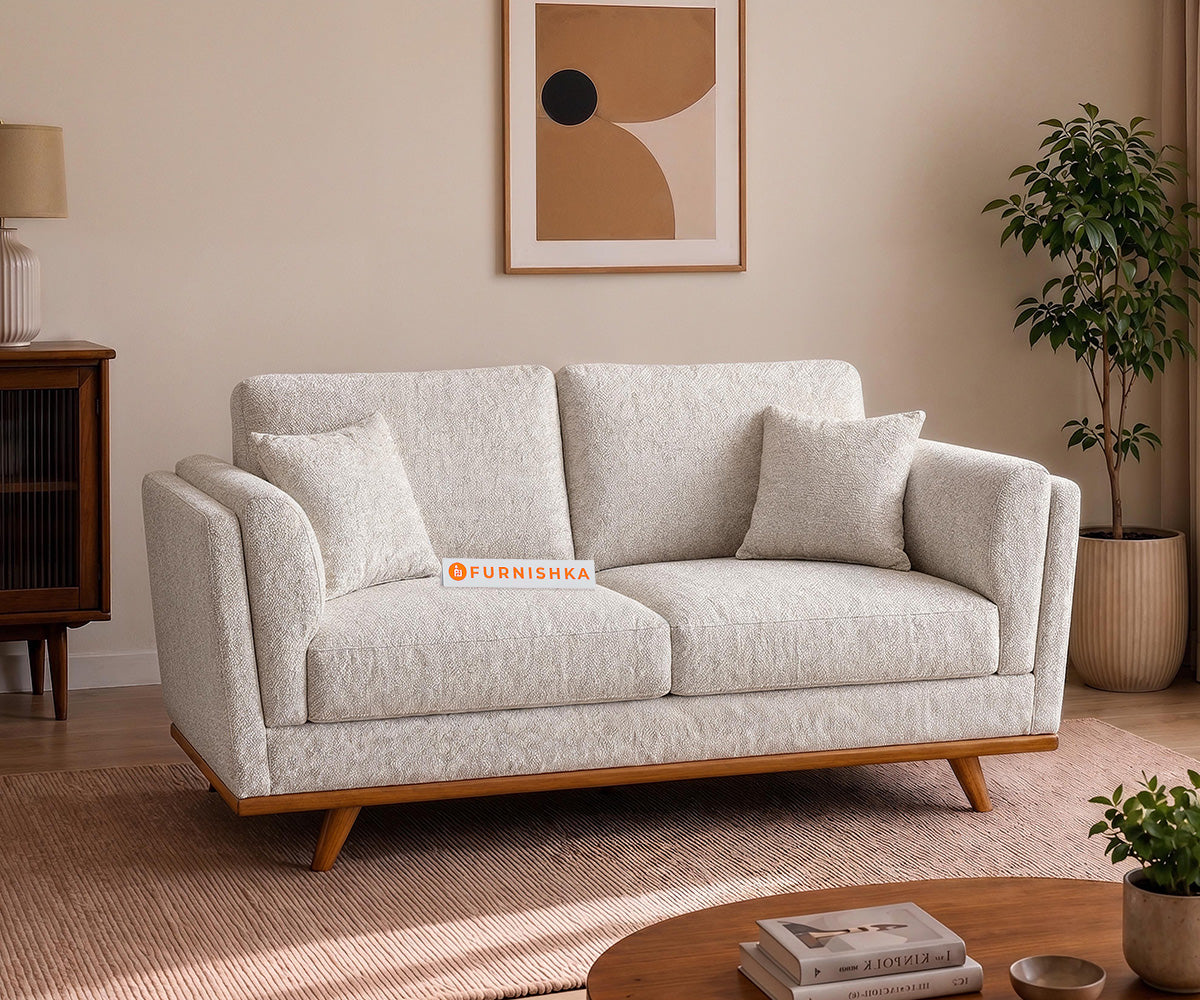 Oslo 2 Seater Fabric Sofa With Bone White - Furnishka