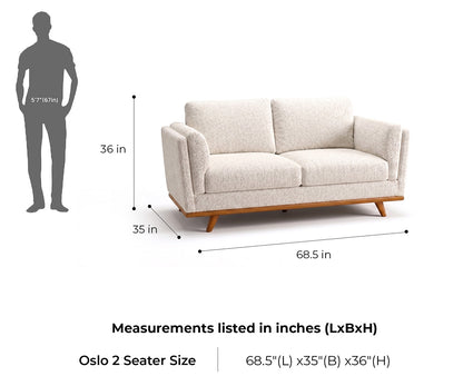 Oslo 2 Seater Fabric Sofa With Bone White - Furnishka