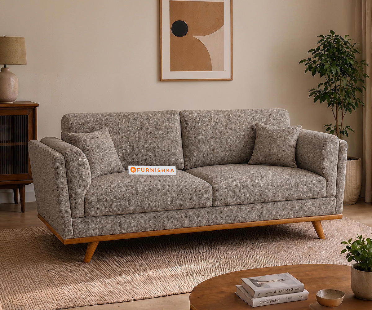 Oslo 3 Seater Fabric Sofa With Taupe Beige - Furnishka