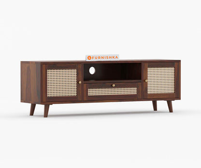 Peter Acacia wood cane Tv Cabinets with Drawers and Storage