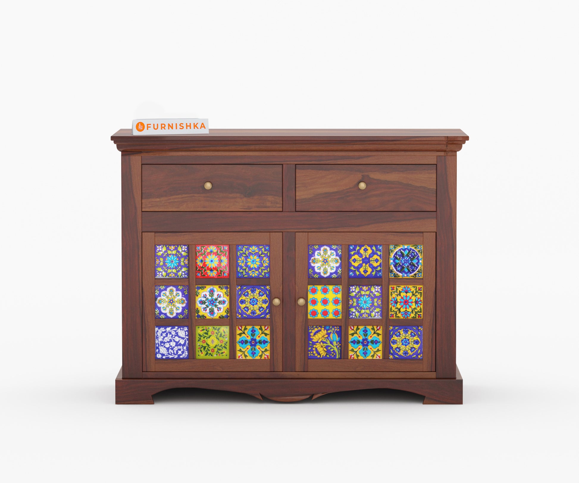 Parnell Sheesham Wood Two Door Chest of Drawer - Furnishka 