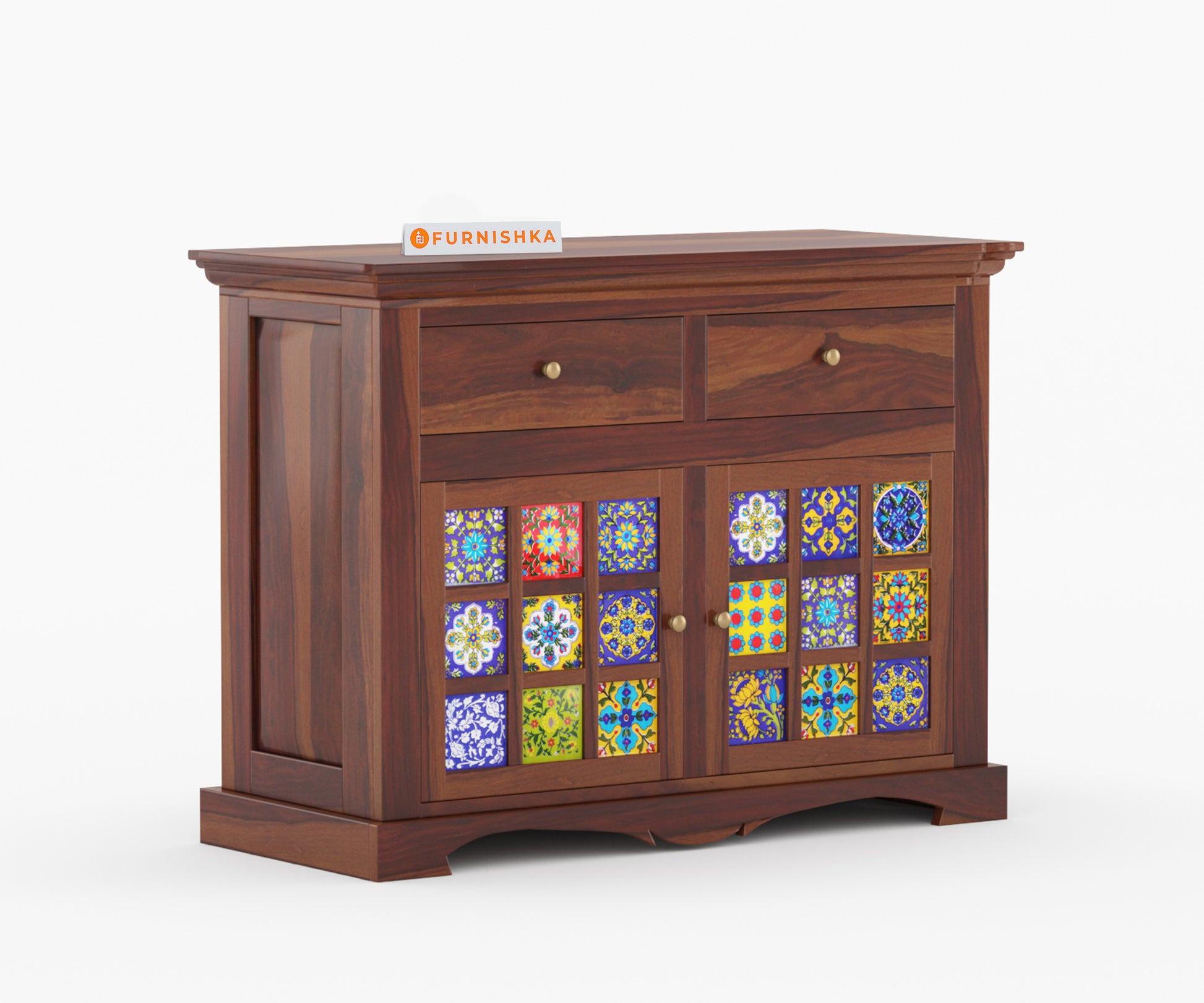 Parnell Sheesham Wood Two Door Chest of Drawer - Furnishka 