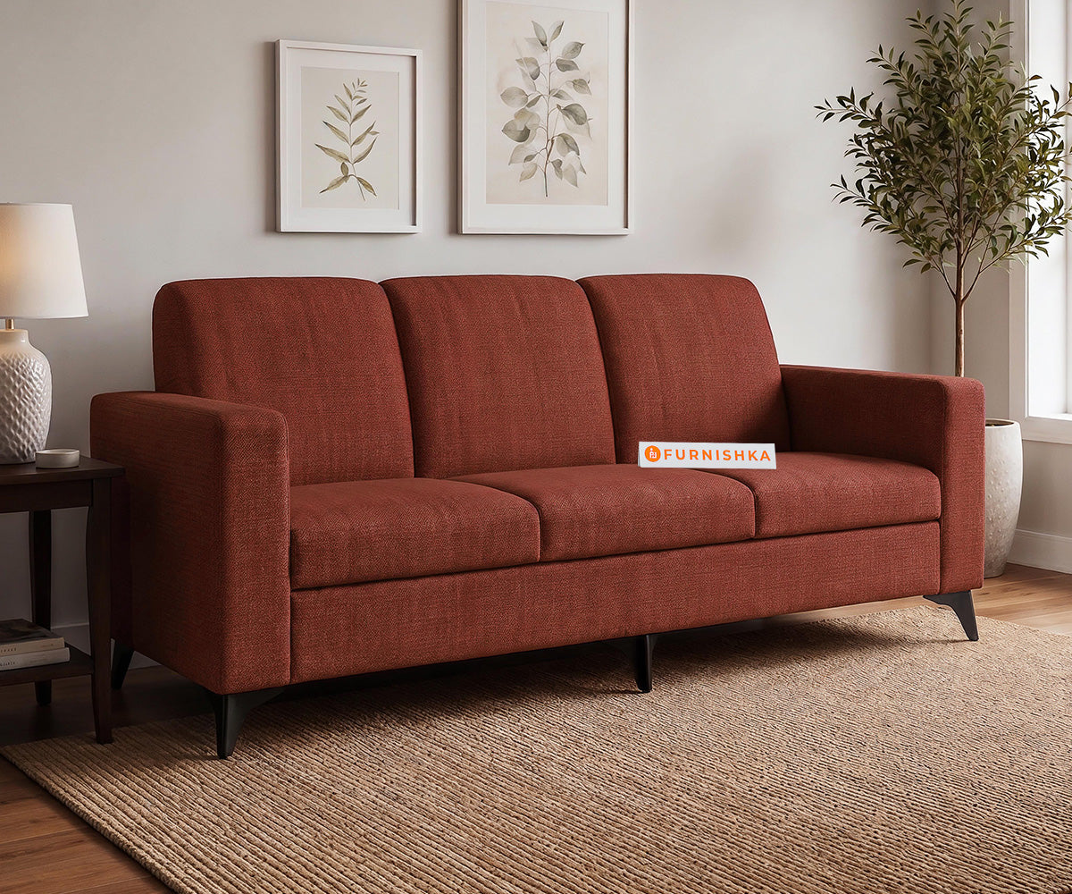 Xilo 3 Seater Fabric Sofa With Persia Rose Maroon - Furnishka