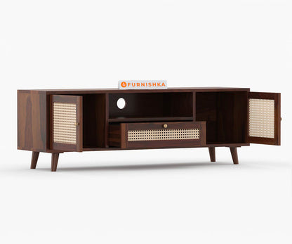 Peter Acacia wood cane Tv Cabinets with Drawers and Storage - Furnishka 