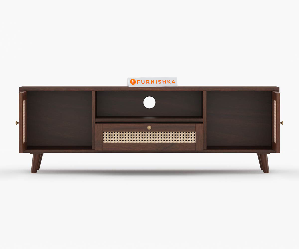 Peter Acacia wood cane Tv Cabinets with Drawers and Storage - Furnishka 