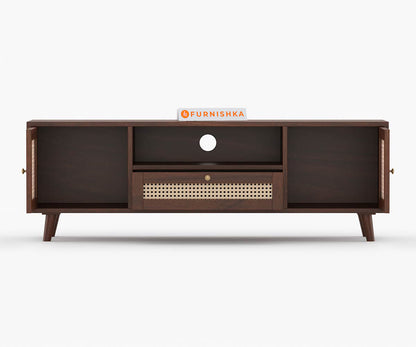 Peter Acacia wood cane Tv Cabinets with Drawers and Storage - Furnishka 
