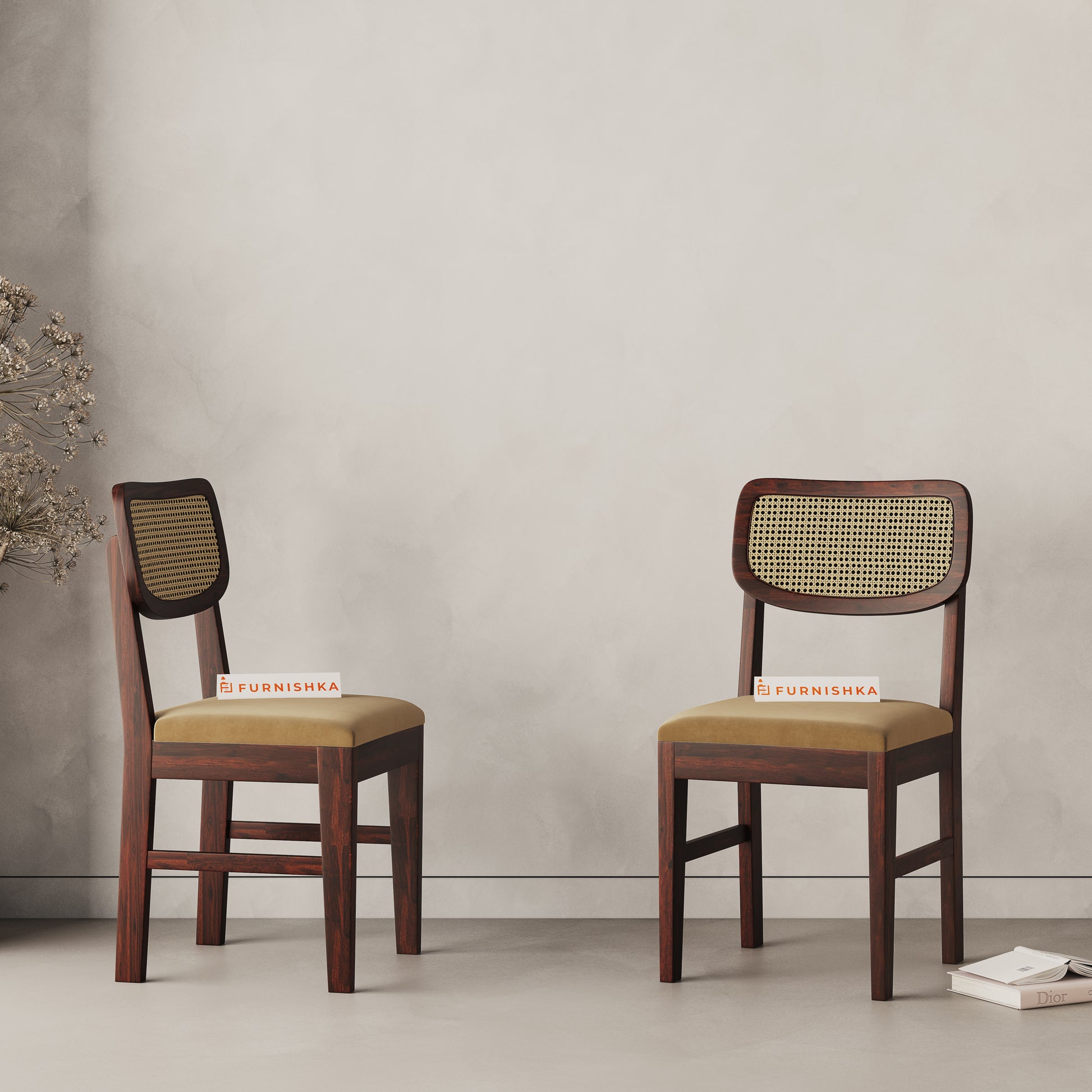 Rhea Cane Sheesham Dining Chair Brown - Furnishka 