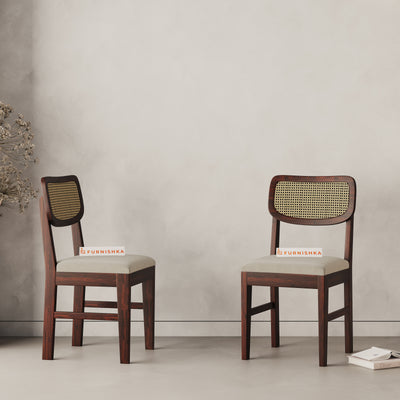 Rhea Cane Sheesham Dining Chair Light Beige