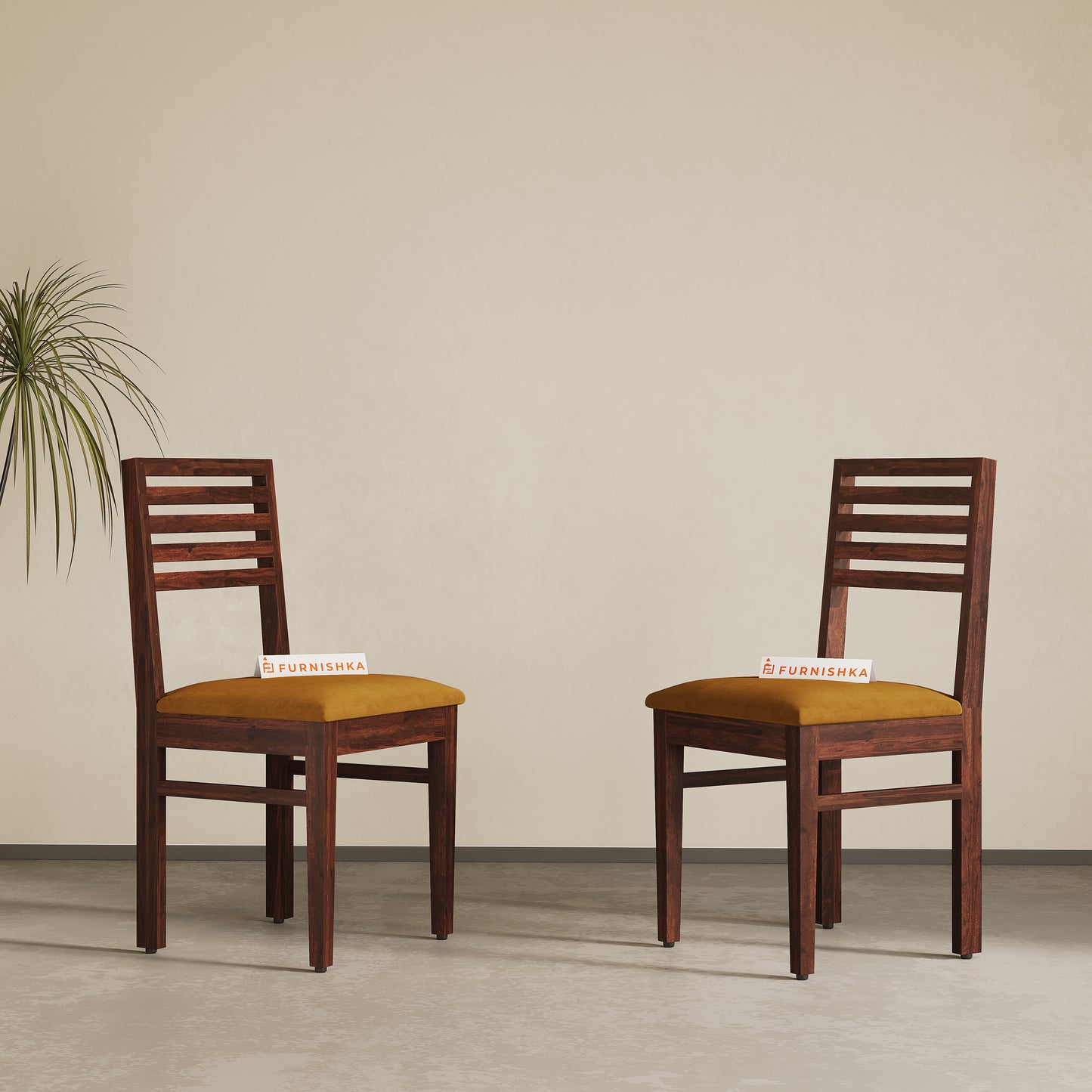 Rivo Solid Wood Dining Chair Mustard Yellow - Furnishka 