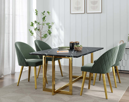 Rodano 4 Seater Dining Sets with Black Engineered Marble Top - Furnishka 