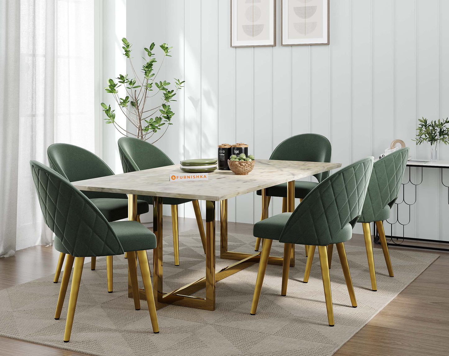 Rodano 6 Seater Dining Sets with Australian Onyx Top - Furnishka 