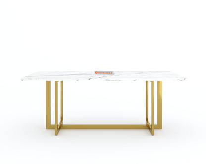 Rodano 6 Seater Dining Sets with White Engineered Marble Top - Furnishka 