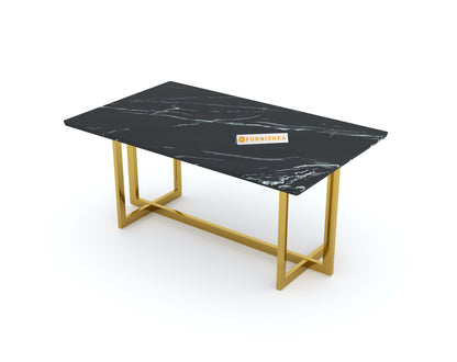 Rodano Dining Table with Black Engineered Marble Top - 4 Seater - Furnishka 