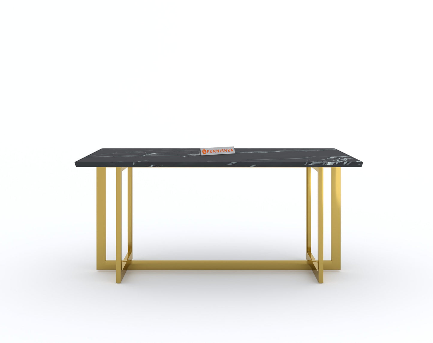 Rodano Dining Table with Black Engineered Marble Top - 4 Seater - Furnishka 