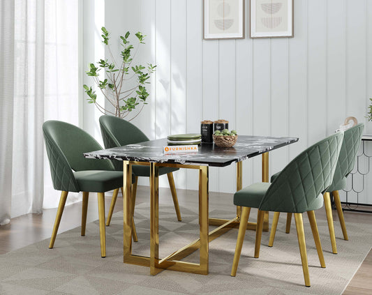 Rodano Dining Table with Etna Black Marble Top - 4 Seater - Furnishka 