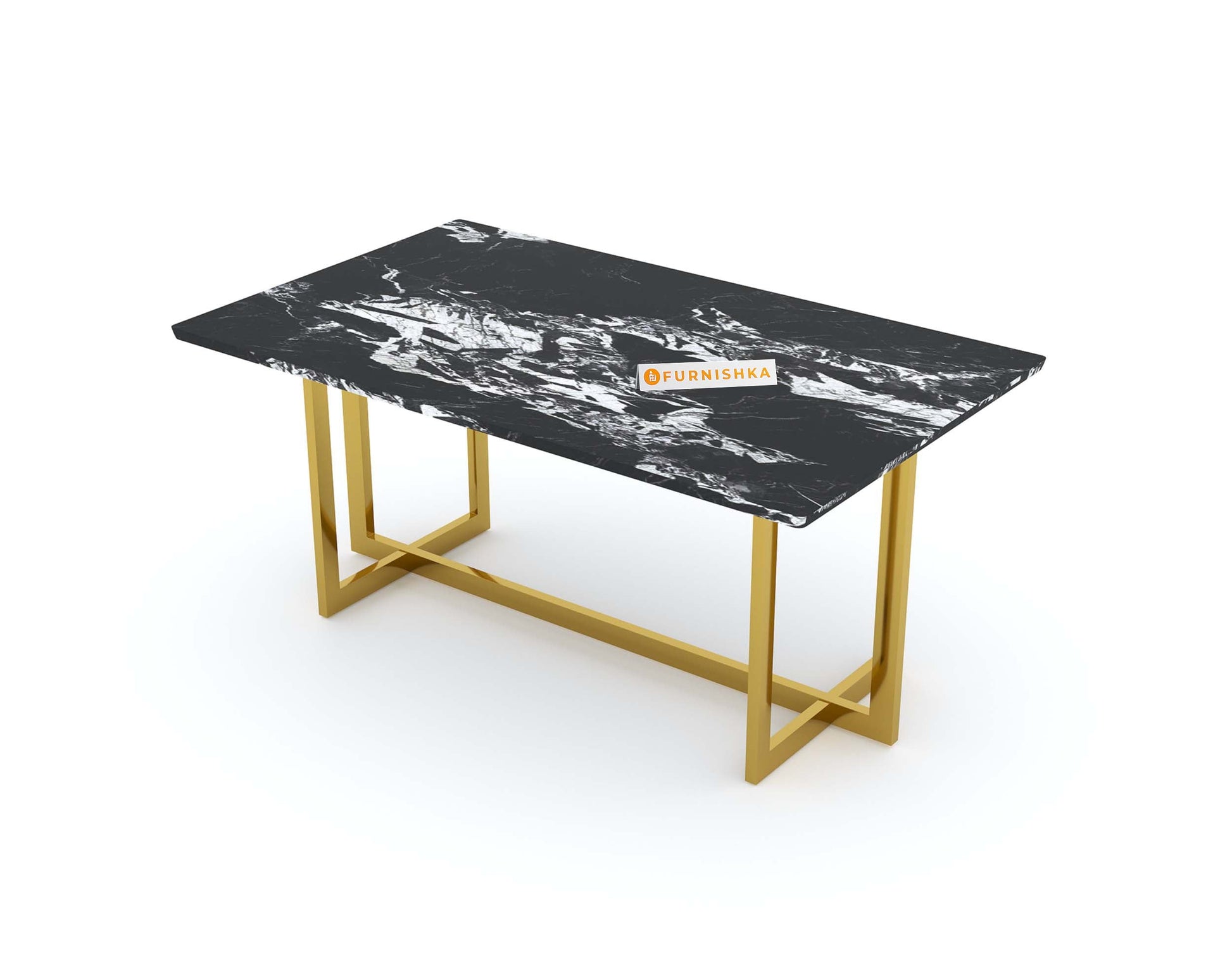Rodano Dining Table with Etna Black Marble Top - 4 Seater - Furnishka 