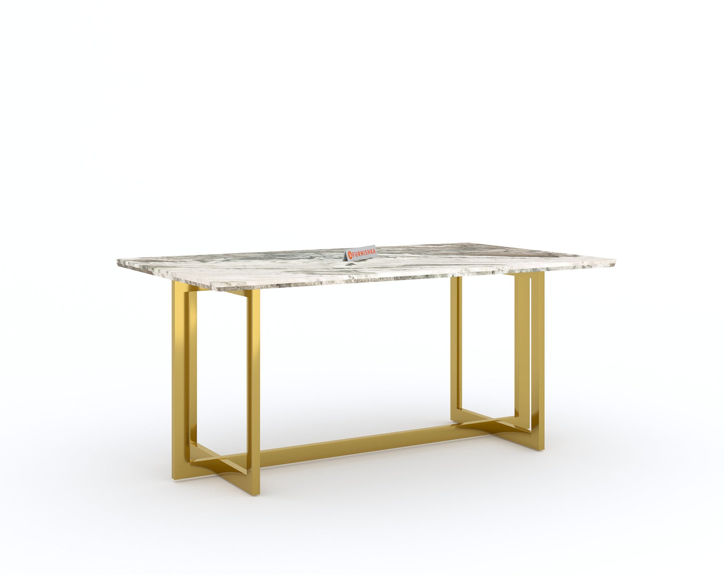 Rodano Dining Table with Green Choco Marble Top - 4 Seater - Furnishka 