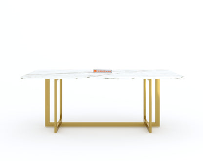 Rodano Dining Table with White Engineered Marble Top - 4 Seater - Furnishka 