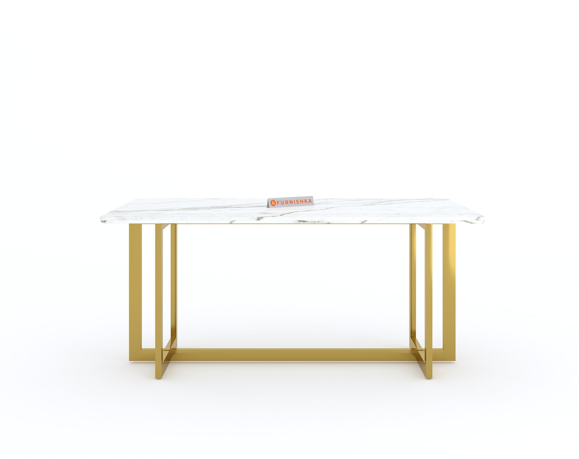 Rodano Dining Table with White Engineered Marble Top - 4 Seater - Furnishka 