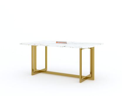 Rodano Dining Table with White Engineered Marble Top - 4 Seater - Furnishka 