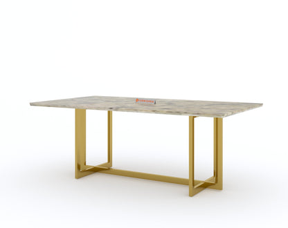 Rodano dining table with Australian Onyx Top - 6 Seater - Furnishka 