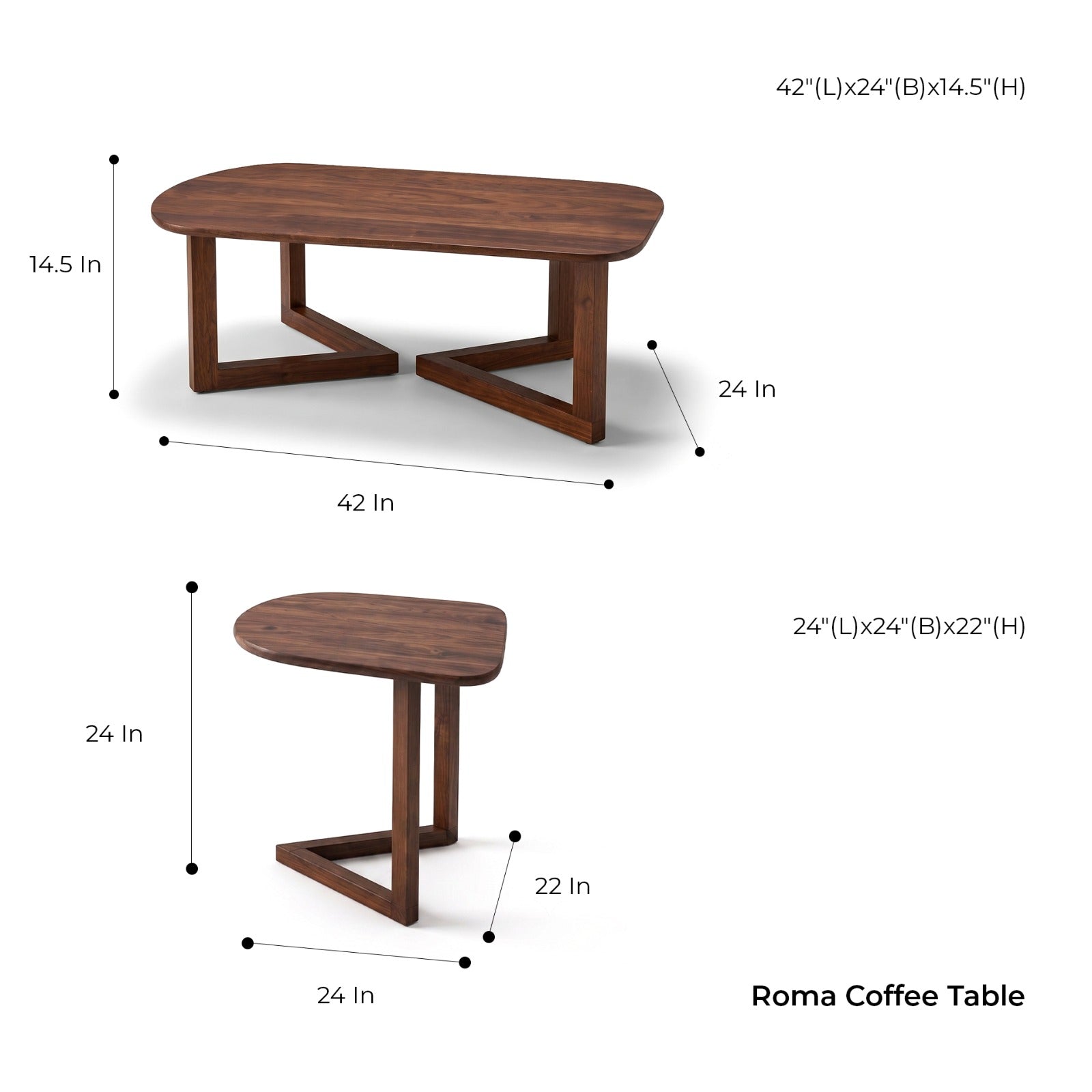 Roma Sheesham Wood Coffee Table Set - Furnishka