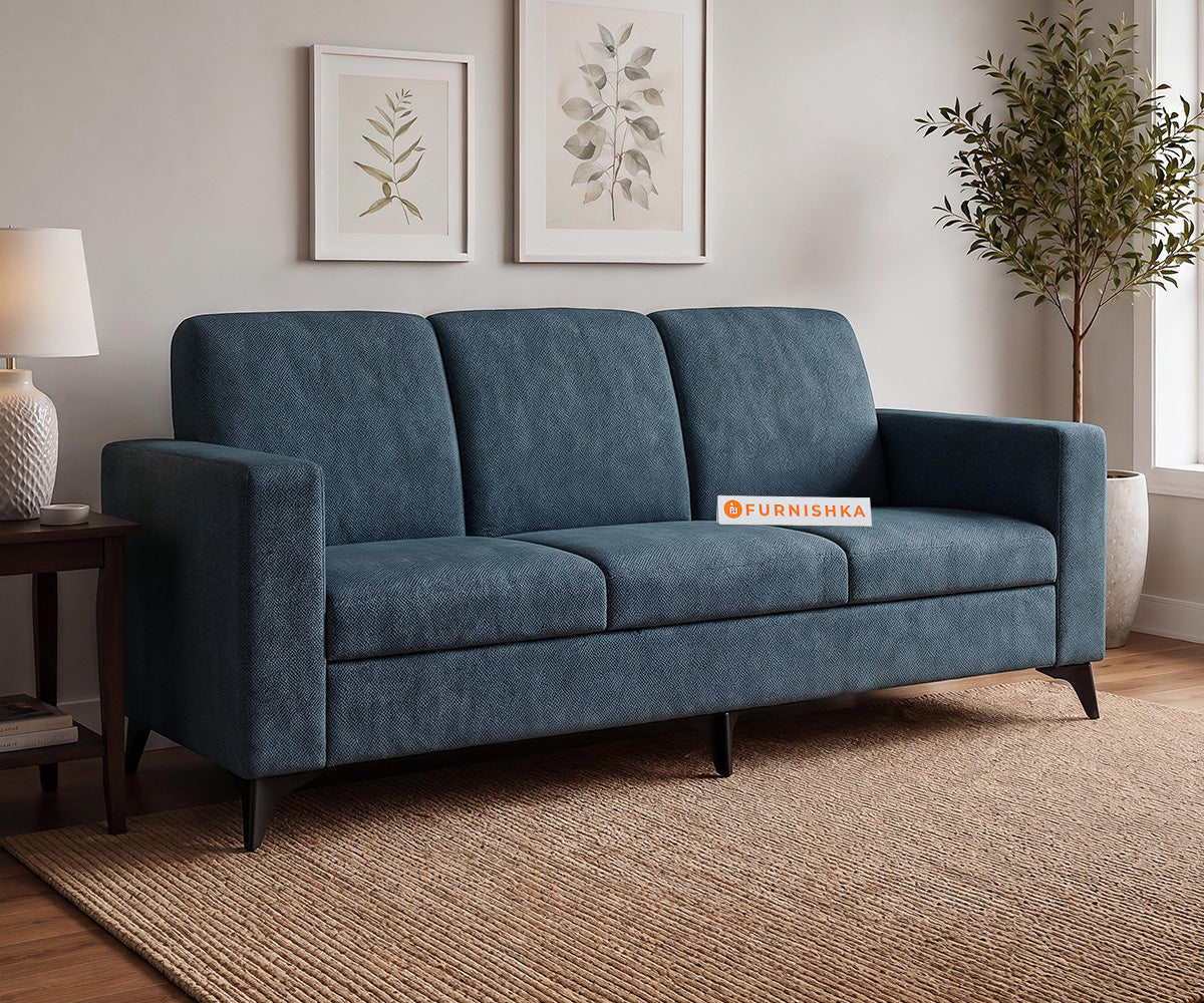 Xilo 3 seater Fabric Sofa with Blue - Furnishka