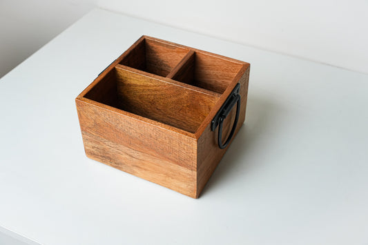 Rugged Wood Cutlery Caddy/Holder - Furnishka