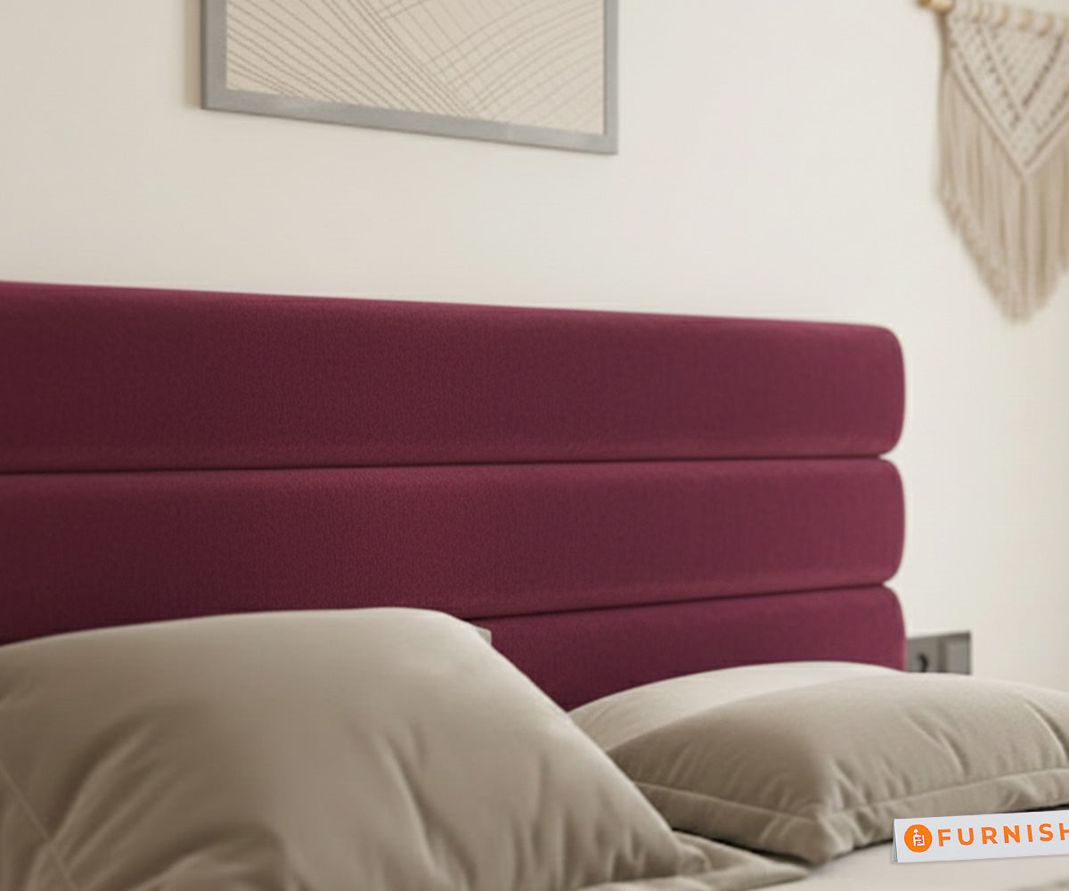Rumi Fabric bed with Upholstered headboard Hydraulic Storage King Size - Red Wine - Furnishka