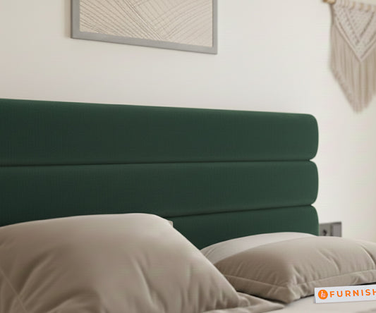 Rumi Fabric bed with Upholstered headboard Hydraulic Storage Queen Size-Pine Green - Furnishka