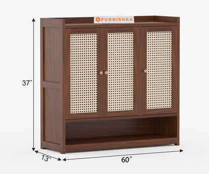 Simon Acacia Wood Cane Shoe Rack