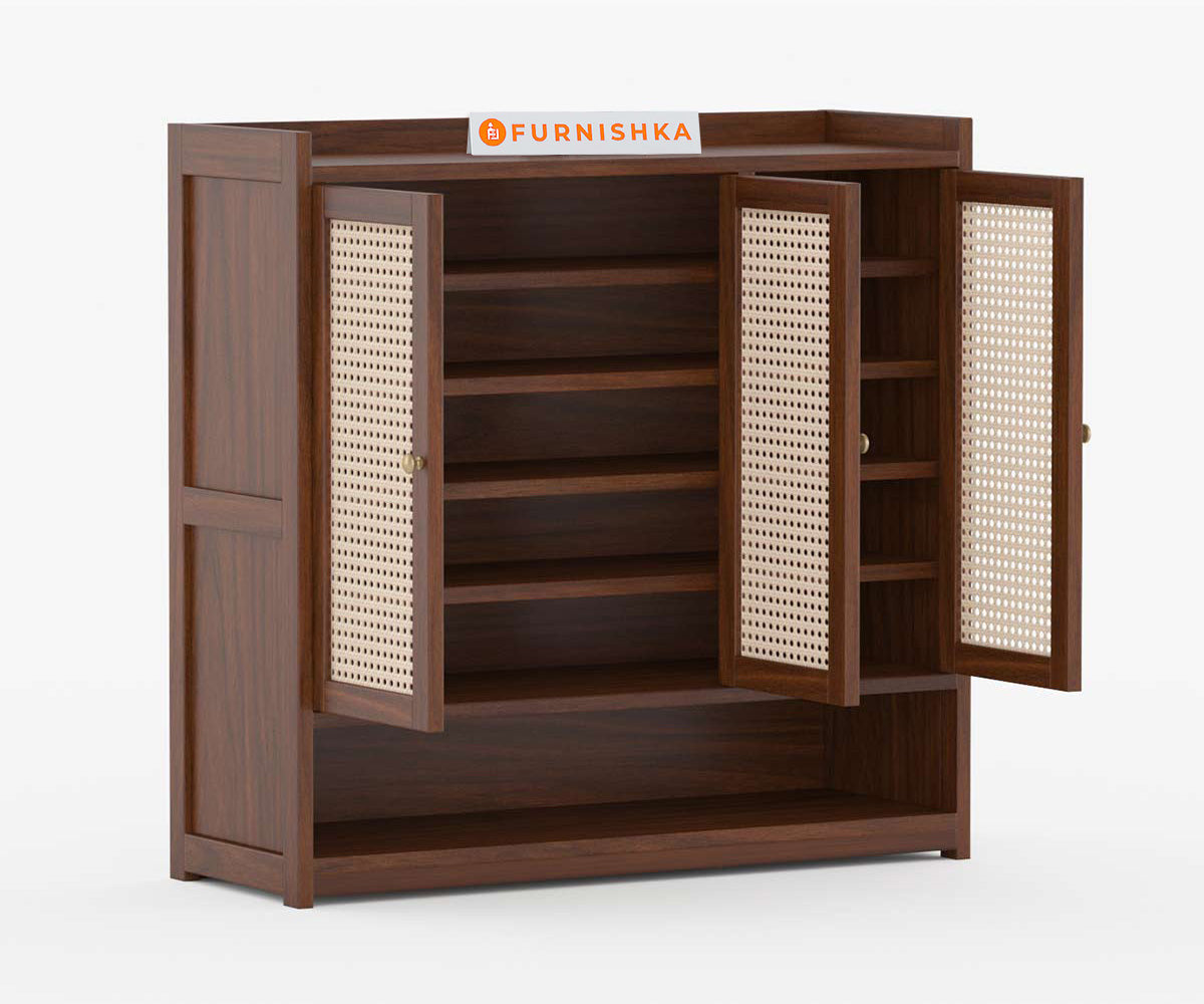 Simon Acacia Wood Cane Shoe Rack