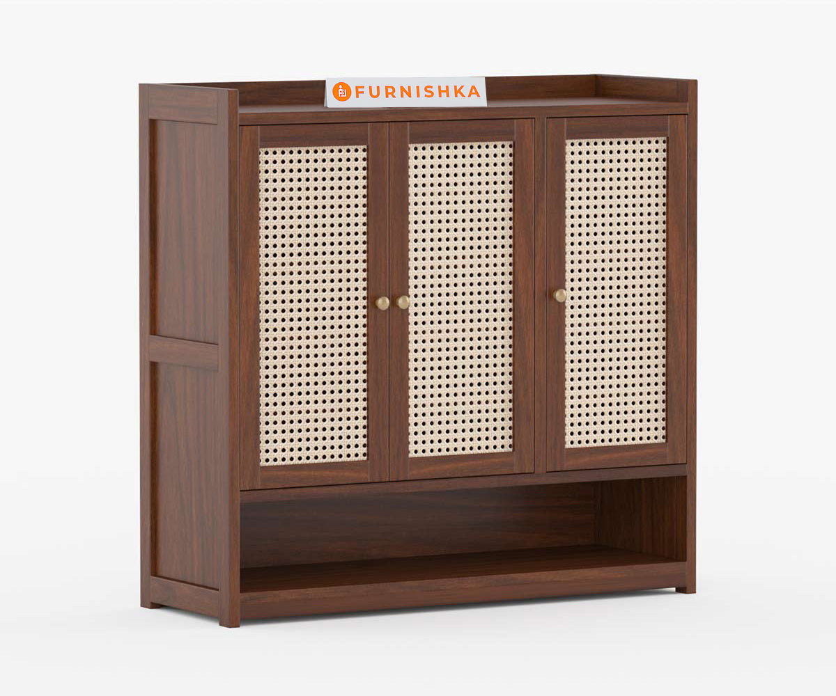 Simon Acacia Wood Cane Shoe Rack