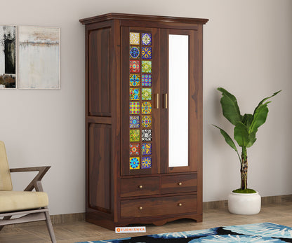 Starla 2 Door Solid Sheesham Wood Wardrobe with Mirror