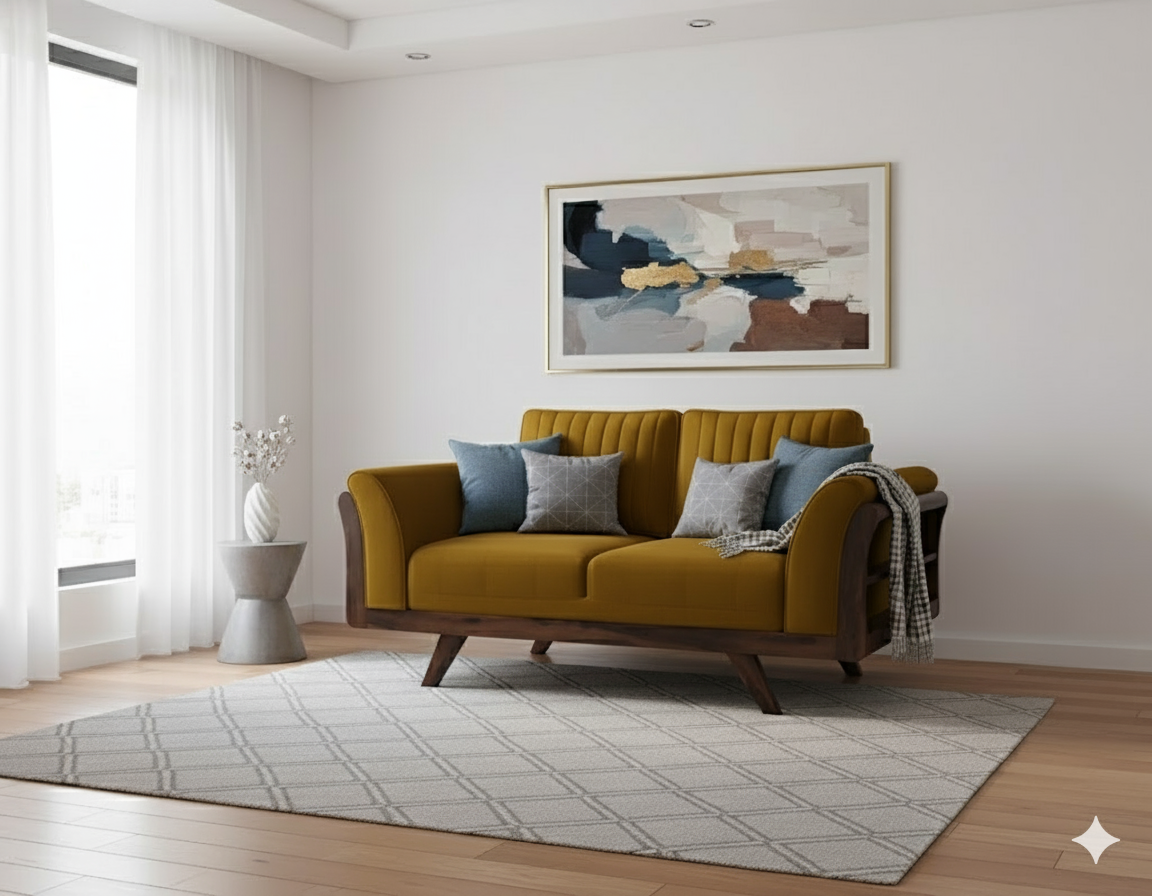 Sahara 3+2 Seater Sofa Set Mustard Yellow - Furnishka 