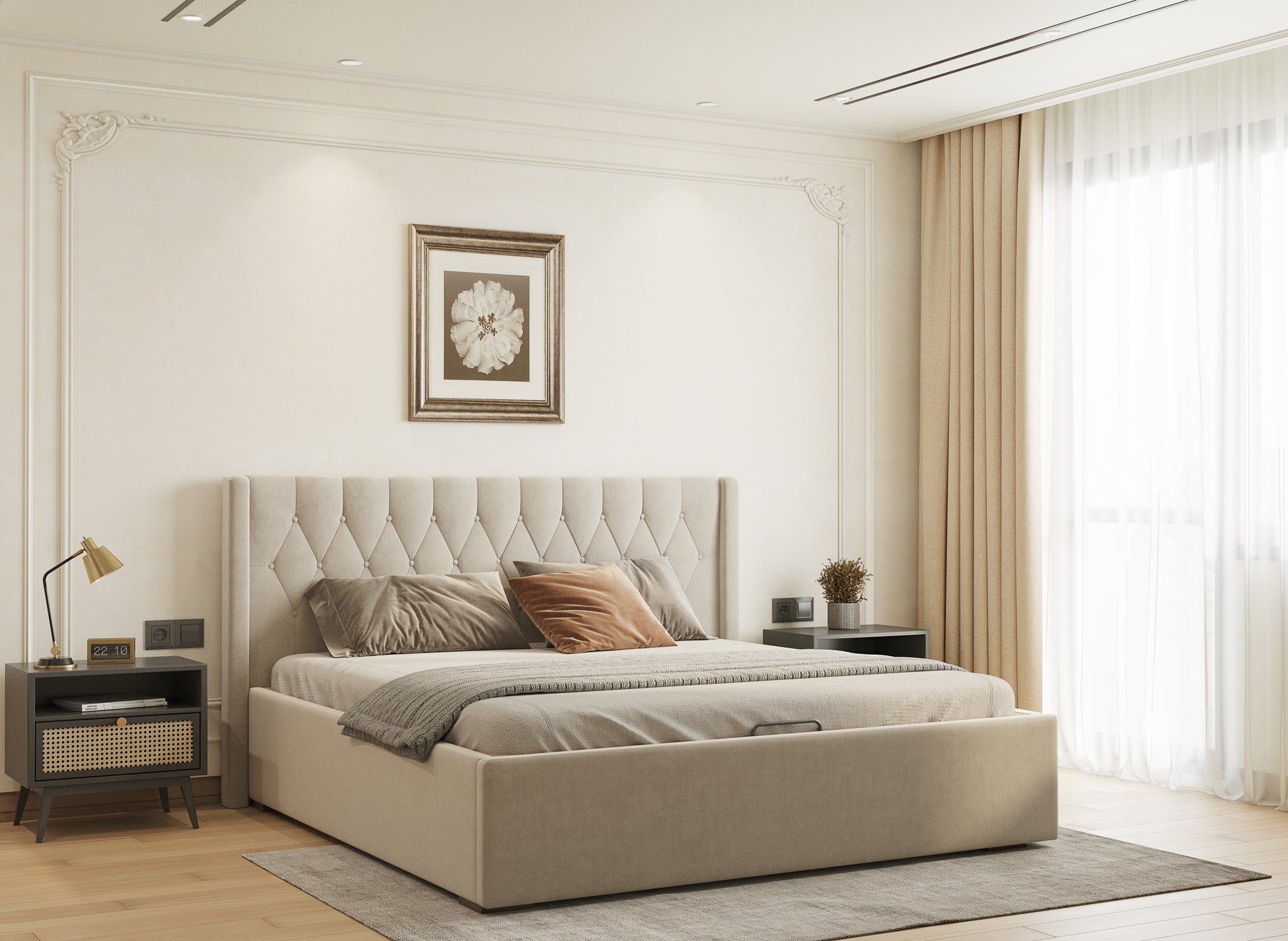 Samawi Bed (Fully Upholstered) 50+ colour options - King Size - Furnishka 
