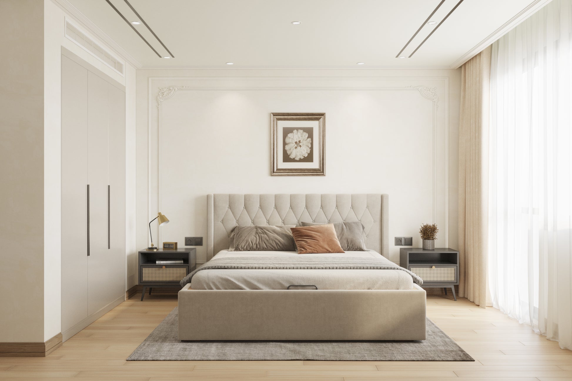 Samawi Bed (Fully Upholstered) 50+ colour options - King Size - Furnishka 