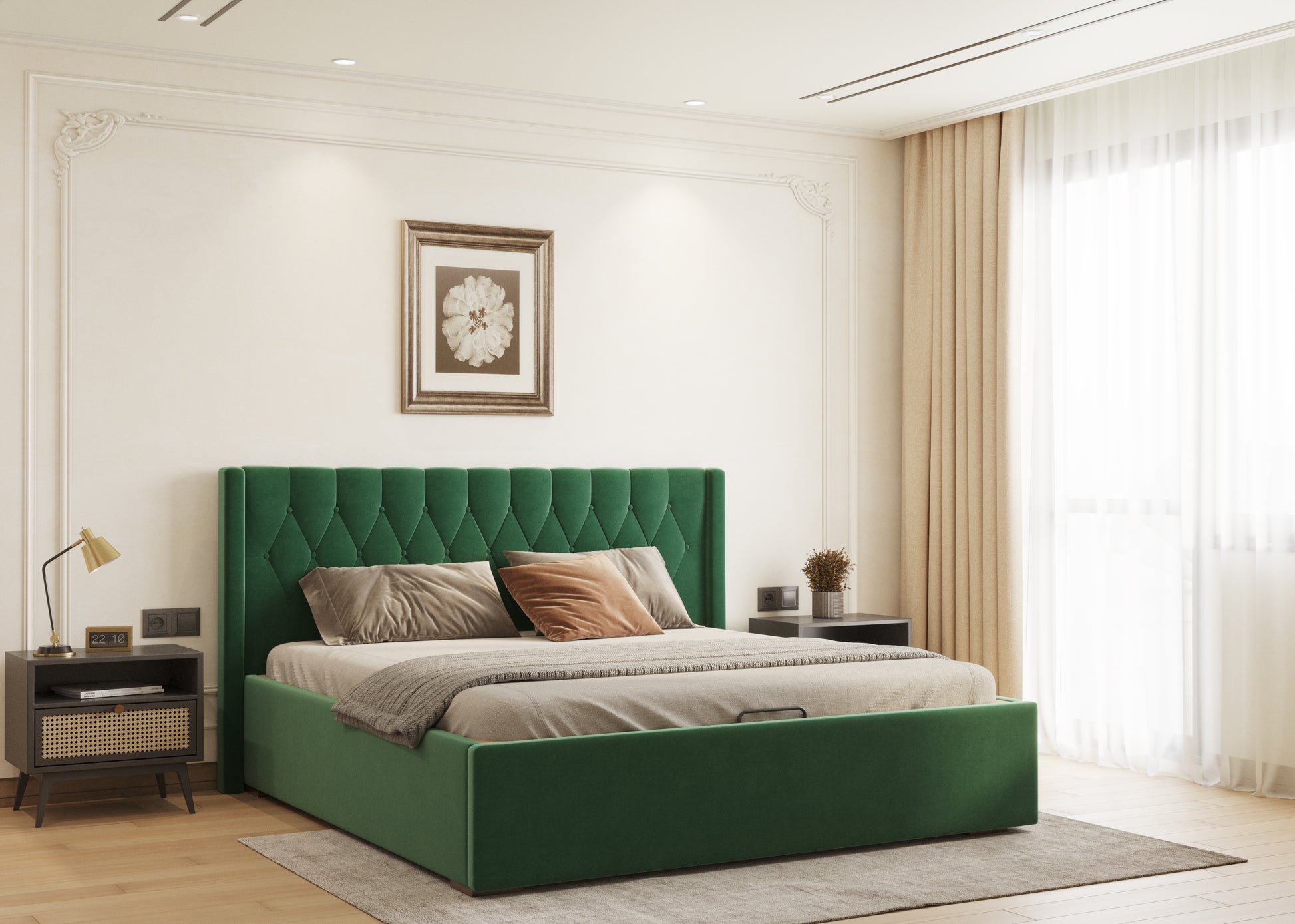 Samawi Bed (Fully Upholstered) 50+ colour options - King Size - Furnishka 