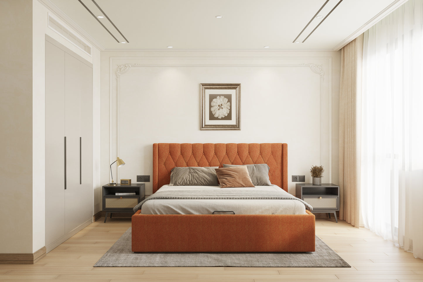 Samawi Bed (Fully Upholstered) 50+ colour options - King Size - Furnishka 