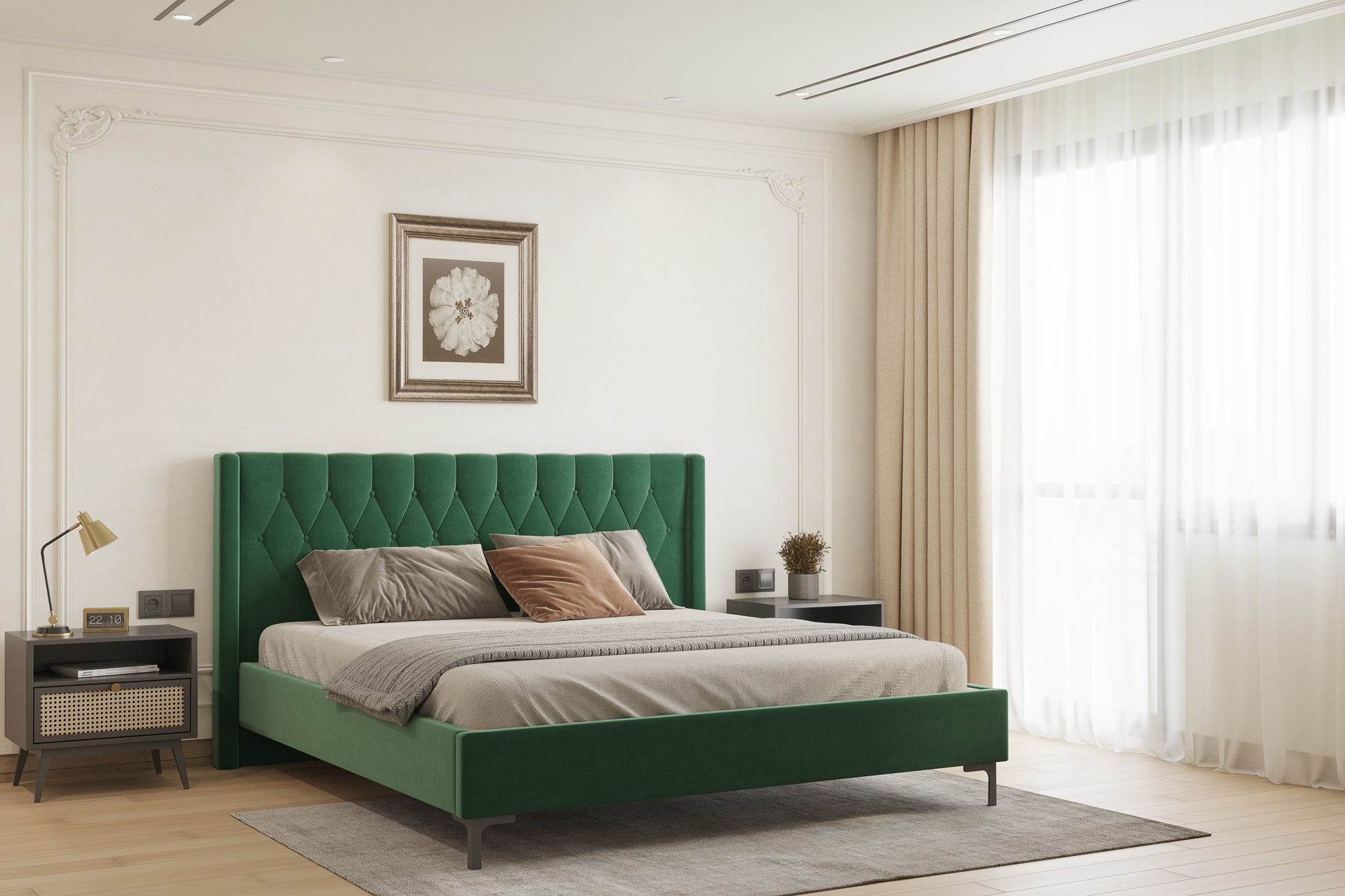 Samawi Bed (Fully Upholstered) 50+ colour options - King Size - Furnishka 