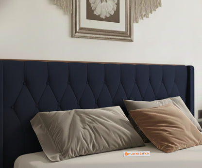 Samawi Fabric bed with Upholstered headboard Hydraulic Storage King Size - Persian Blue - Furnishka 