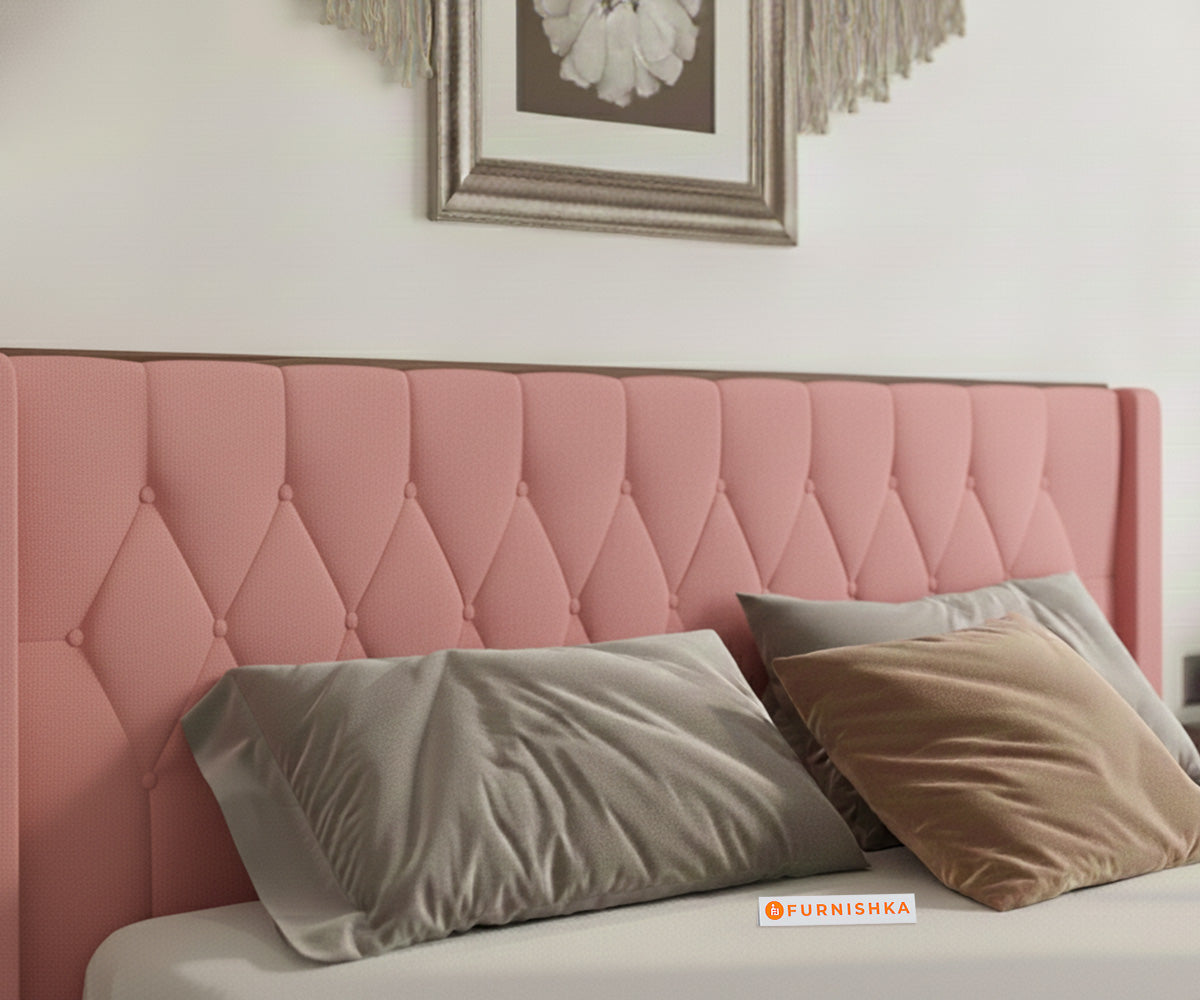 Samawi Fabric bed with Upholstered headboard Non Storage King Size - Flamingo pink - Furnishka 