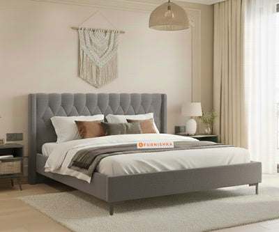 Samawi Fabric bed with Upholstered headboard Non Storage King Size - Space Grey