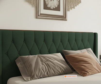 Samawi Fabric bed with Upholstered headboard Non Storage Queen Size - Pine green - Furnishka 