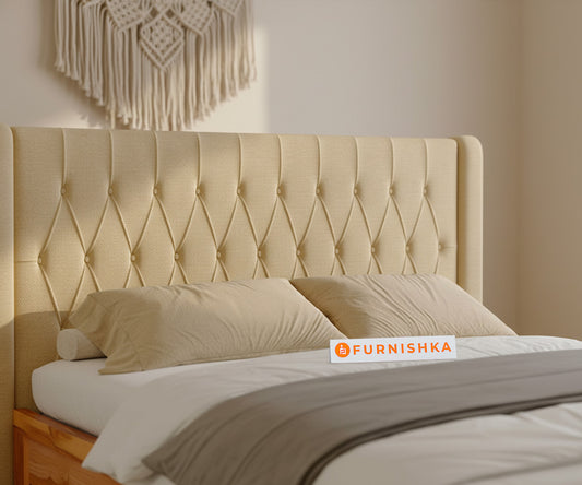 Samawi Real Teak Wood Hydraulic Bed King Size Light Beige - Furnishka 