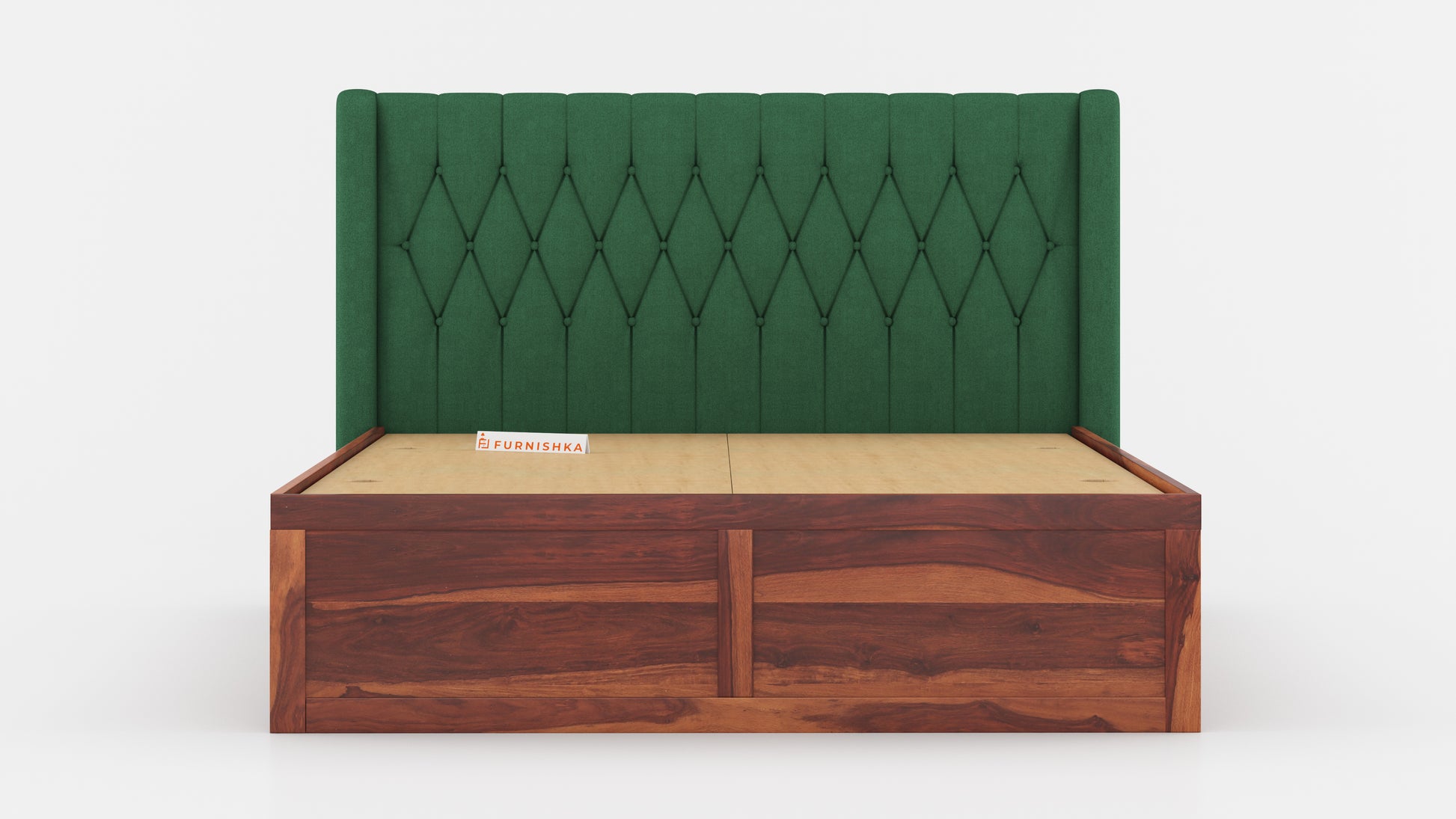 Samawi Sheesham Wood bed with Upholstered headboard Box Storage Queen Size - Furnishka 