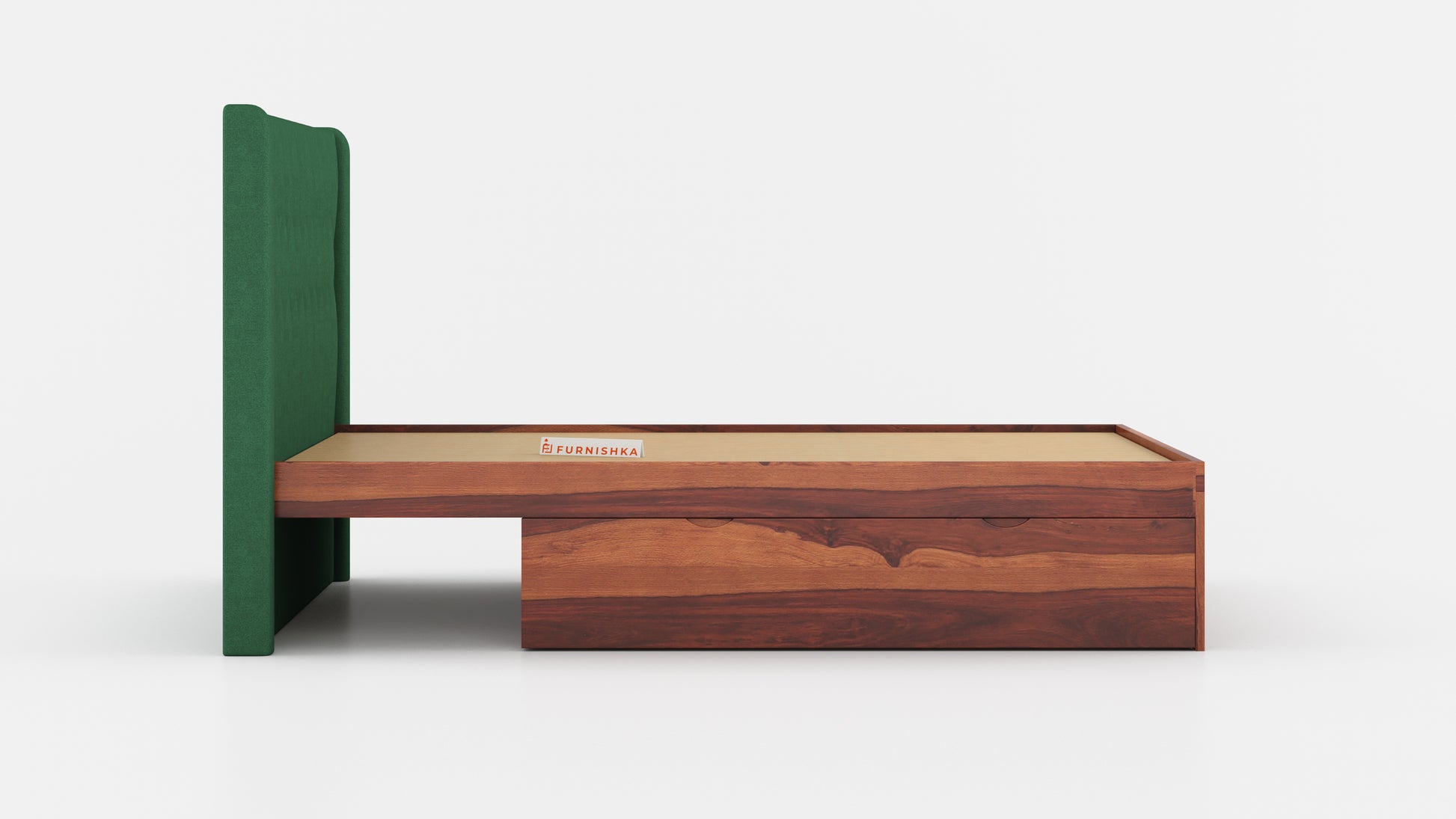 Samawi Sheesham Wood bed with Upholstered headboard Drawer Storge Queen Size - Furnishka 