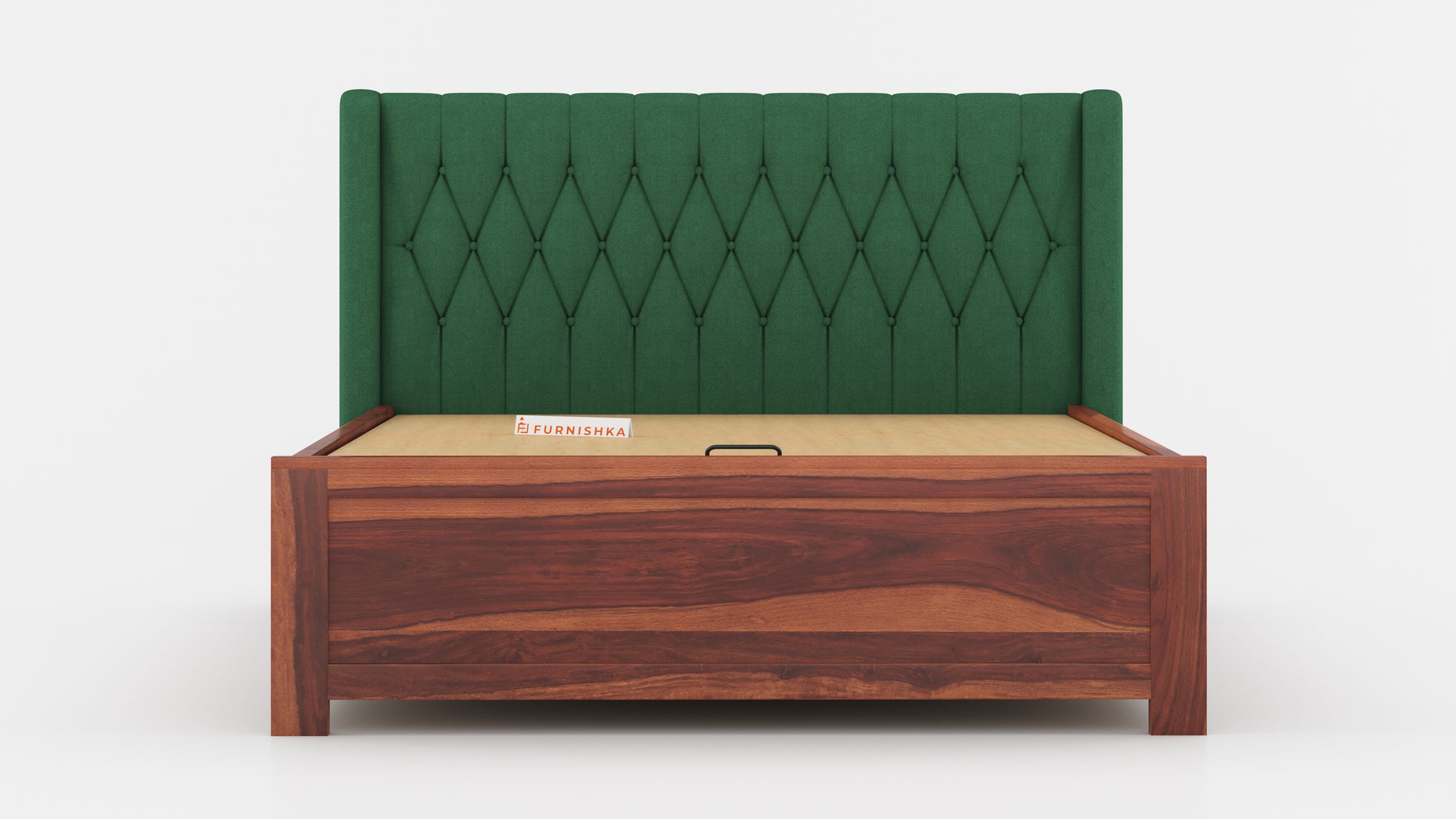 Samawi Sheesham Wood bed with Upholstered headboard Hydraulic Storage Queen Size - Furnishka 