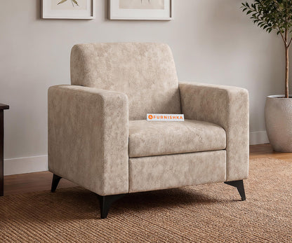 Xilo 1 Seater Fabric Sofa With Sand Beige - Furnishka