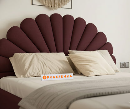 Satin Fabric bed With Upholstered headboard Non Storage Red Wine - King Size - Furnishka